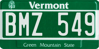 VT license plate BMZ549