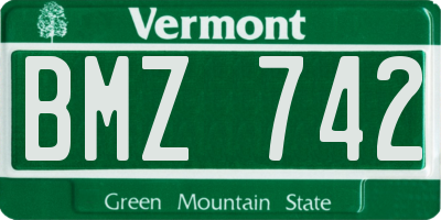 VT license plate BMZ742