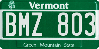 VT license plate BMZ803