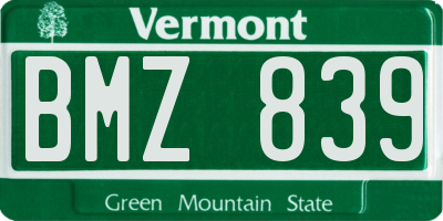 VT license plate BMZ839