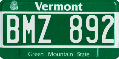 VT license plate BMZ892
