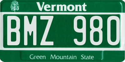 VT license plate BMZ980