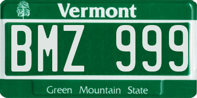VT license plate BMZ999