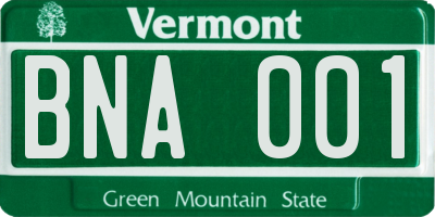 VT license plate BNA001