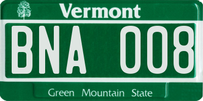 VT license plate BNA008