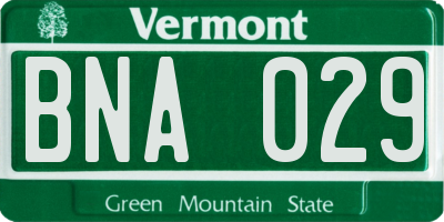 VT license plate BNA029