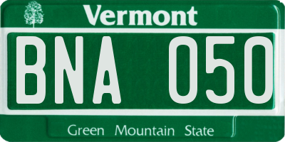 VT license plate BNA050