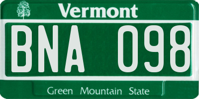 VT license plate BNA098