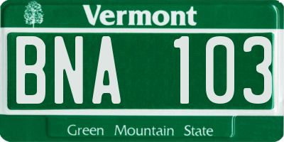 VT license plate BNA103
