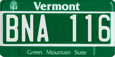 VT license plate BNA116