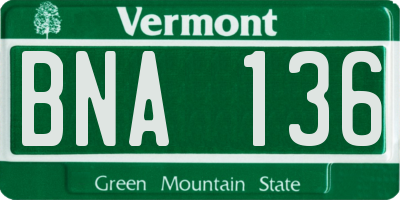 VT license plate BNA136