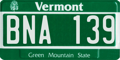 VT license plate BNA139