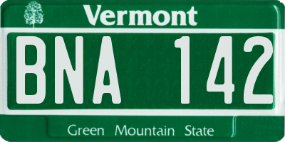 VT license plate BNA142