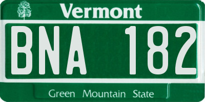 VT license plate BNA182