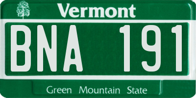 VT license plate BNA191