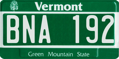 VT license plate BNA192