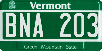 VT license plate BNA203