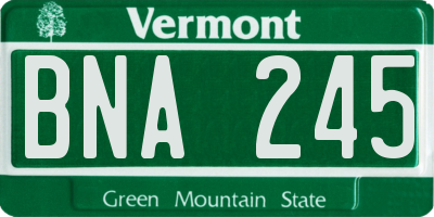 VT license plate BNA245