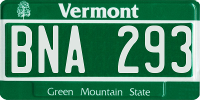 VT license plate BNA293