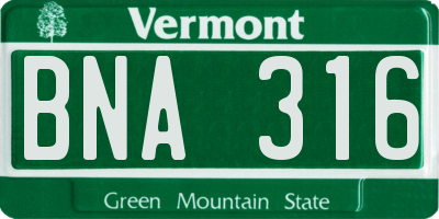 VT license plate BNA316