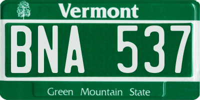 VT license plate BNA537