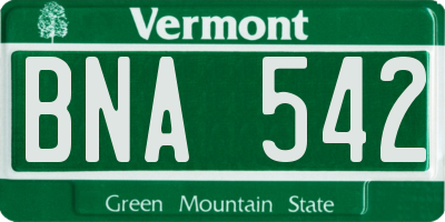 VT license plate BNA542