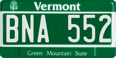 VT license plate BNA552