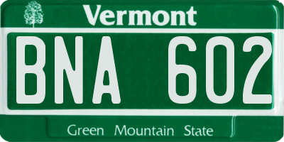 VT license plate BNA602