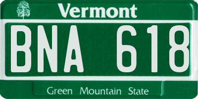VT license plate BNA618