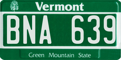VT license plate BNA639