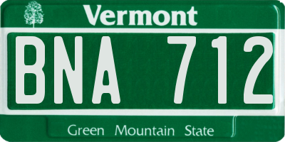 VT license plate BNA712