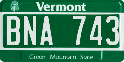 VT license plate BNA743