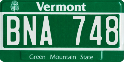 VT license plate BNA748