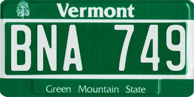 VT license plate BNA749