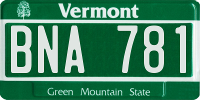 VT license plate BNA781