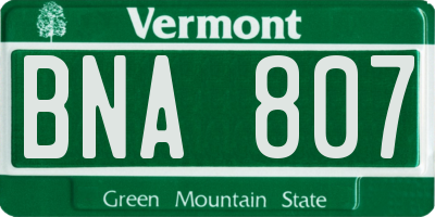VT license plate BNA807