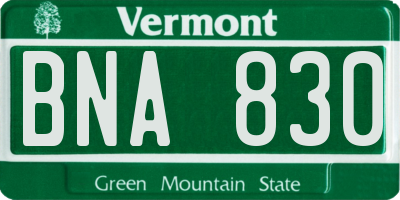 VT license plate BNA830