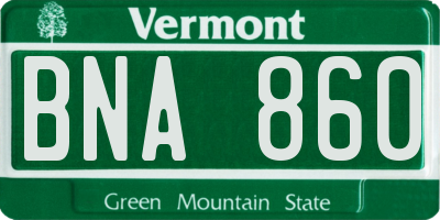 VT license plate BNA860