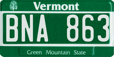 VT license plate BNA863