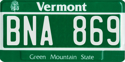 VT license plate BNA869