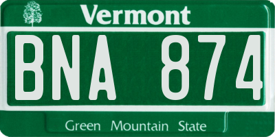 VT license plate BNA874
