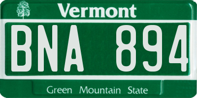 VT license plate BNA894
