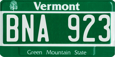 VT license plate BNA923