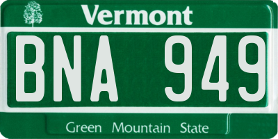 VT license plate BNA949