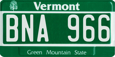 VT license plate BNA966