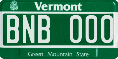 VT license plate BNB000