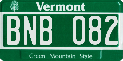 VT license plate BNB082