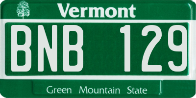 VT license plate BNB129