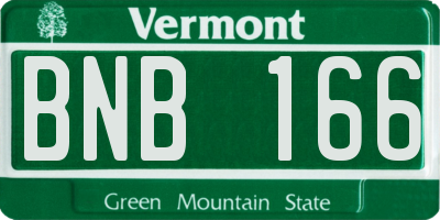 VT license plate BNB166