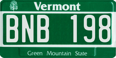 VT license plate BNB198